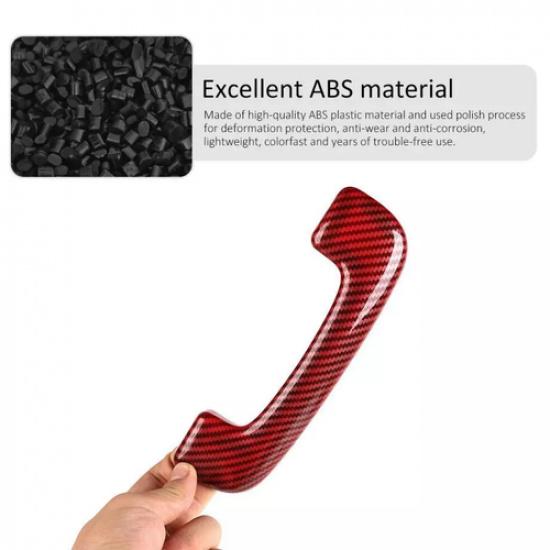 For 2011-2025 Dodge Durango ABS Red Carbon Fiber Roof Bar Grab Handle Cover Trim