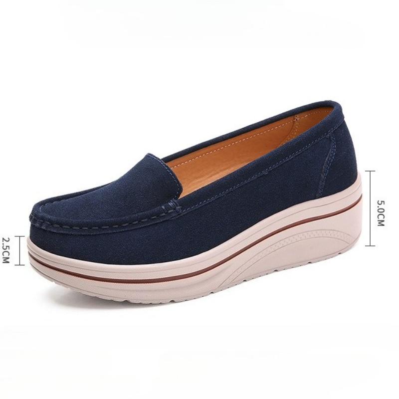 Nye fritidssko for kvinner Slip On Loafers Mote Komfortabel pustende kvinnelig plattform Høydeøkende fottøy