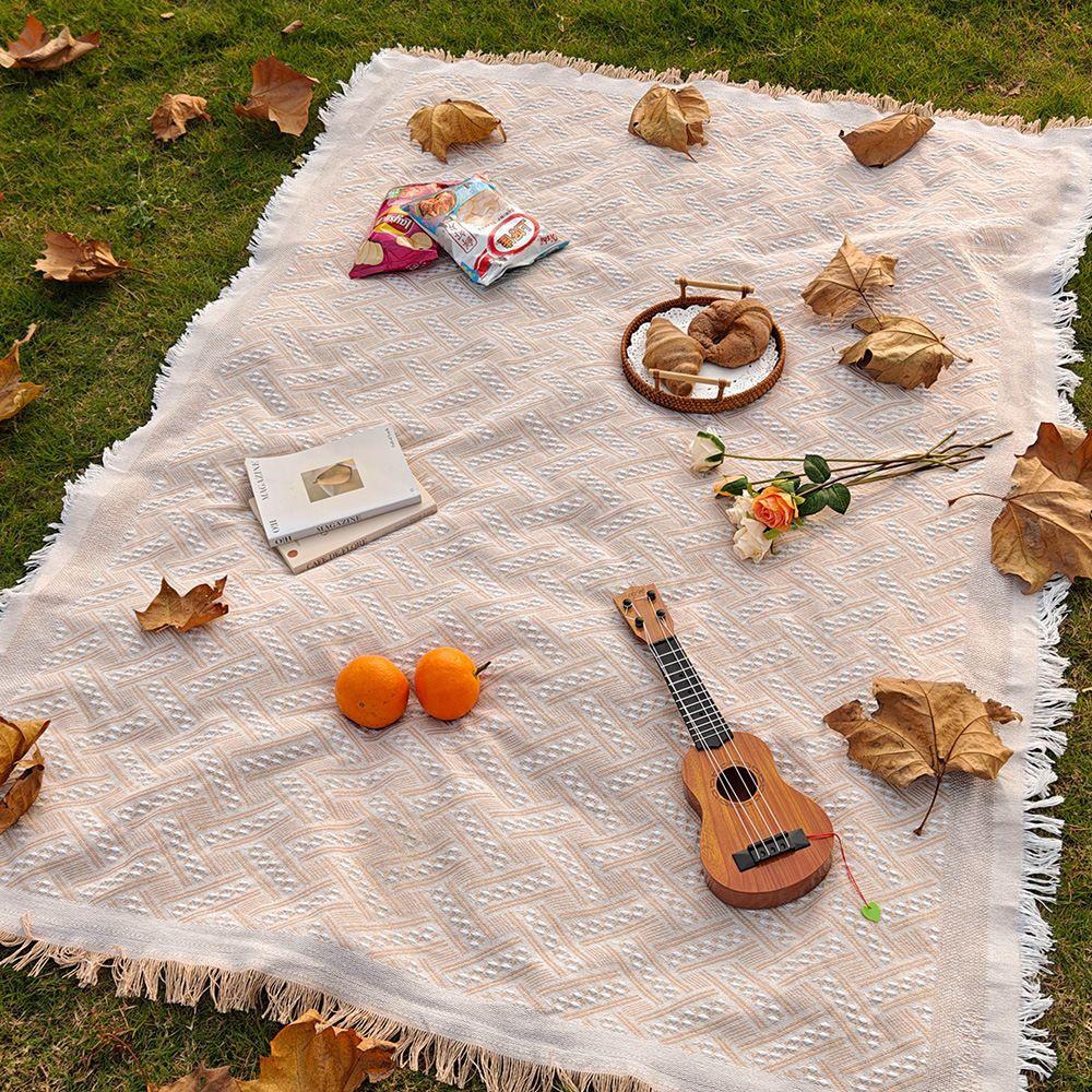 White Outdoor Picnic & Beach Blanket: Moisture-Proof Ground Mat for Camping, Seaside, and Photography