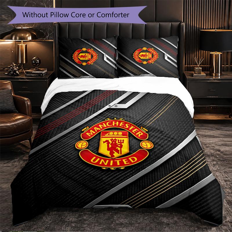 Vzor Manchester United 3dílná sada povlečení Měkký povlak na přikrývku z mikrovlákna s povlaky na polštáře do ložnice