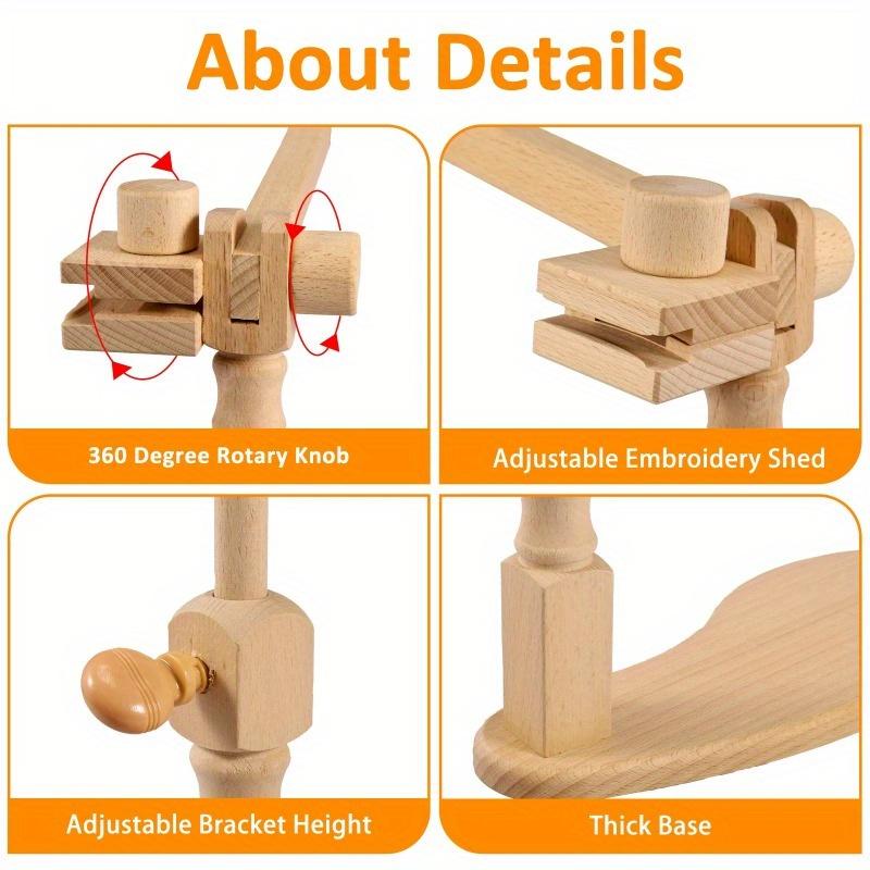 Support de bureau réglable en bois de hêtre pour cerceau de broderie rotatif à 360°, pour point de croix, mains libres, outils de couture et de bricolage
