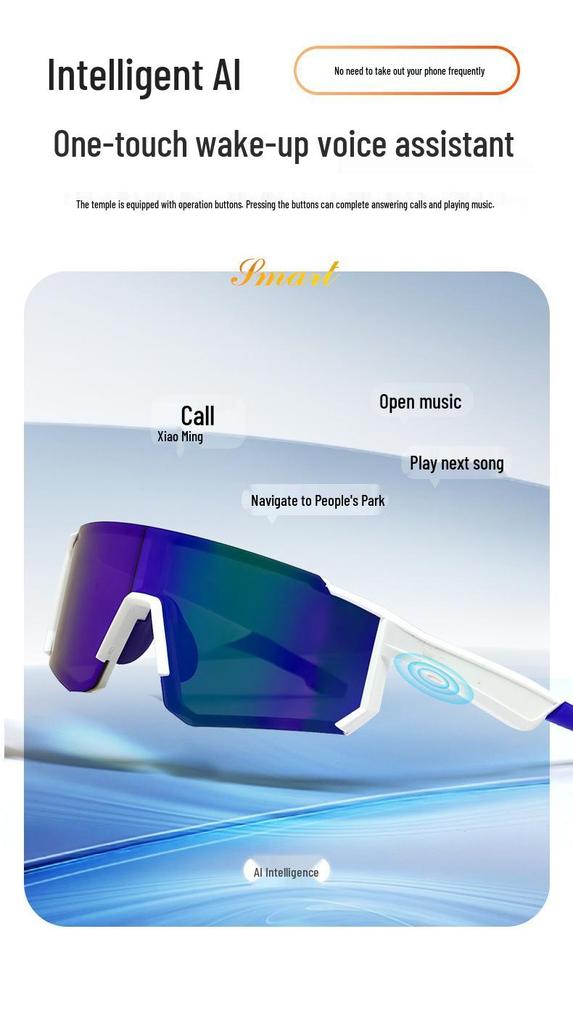 Smart Color-Changing Bluetooth Sports Glasses with UV Protection for Cycling and Mountaineering