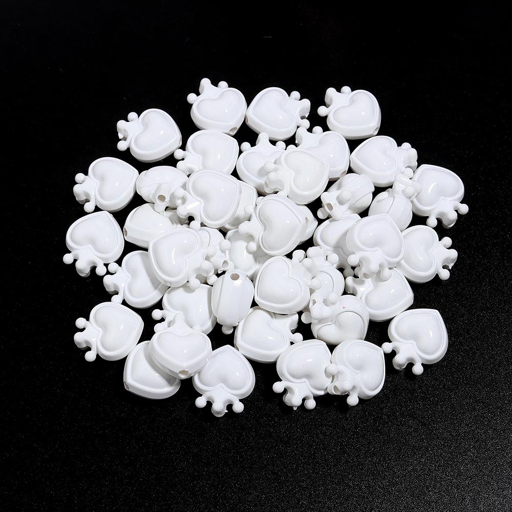 10Pcs 19x17mm Acrylic Beads Colorful Crown Heart Shaped Loose Beads For DIY Cute Bracelet Phone Chain Jewelry Accessories