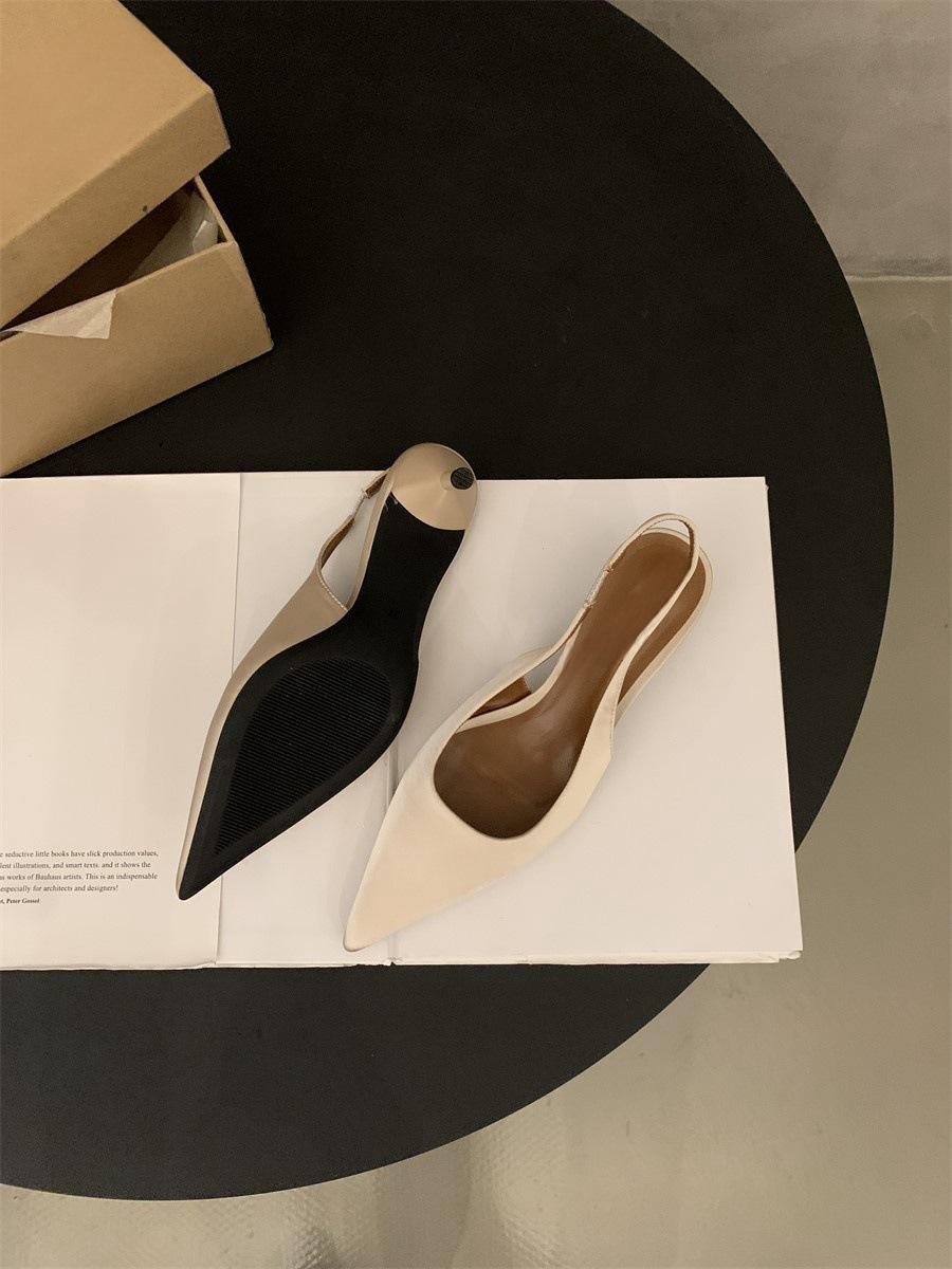 

Нишевая высококачественная сумка-босоножки женская обувь весна и осень 2024 новые тонкие каблуки не устают ноги остроконечные пустые туфли 35 абрикосовый