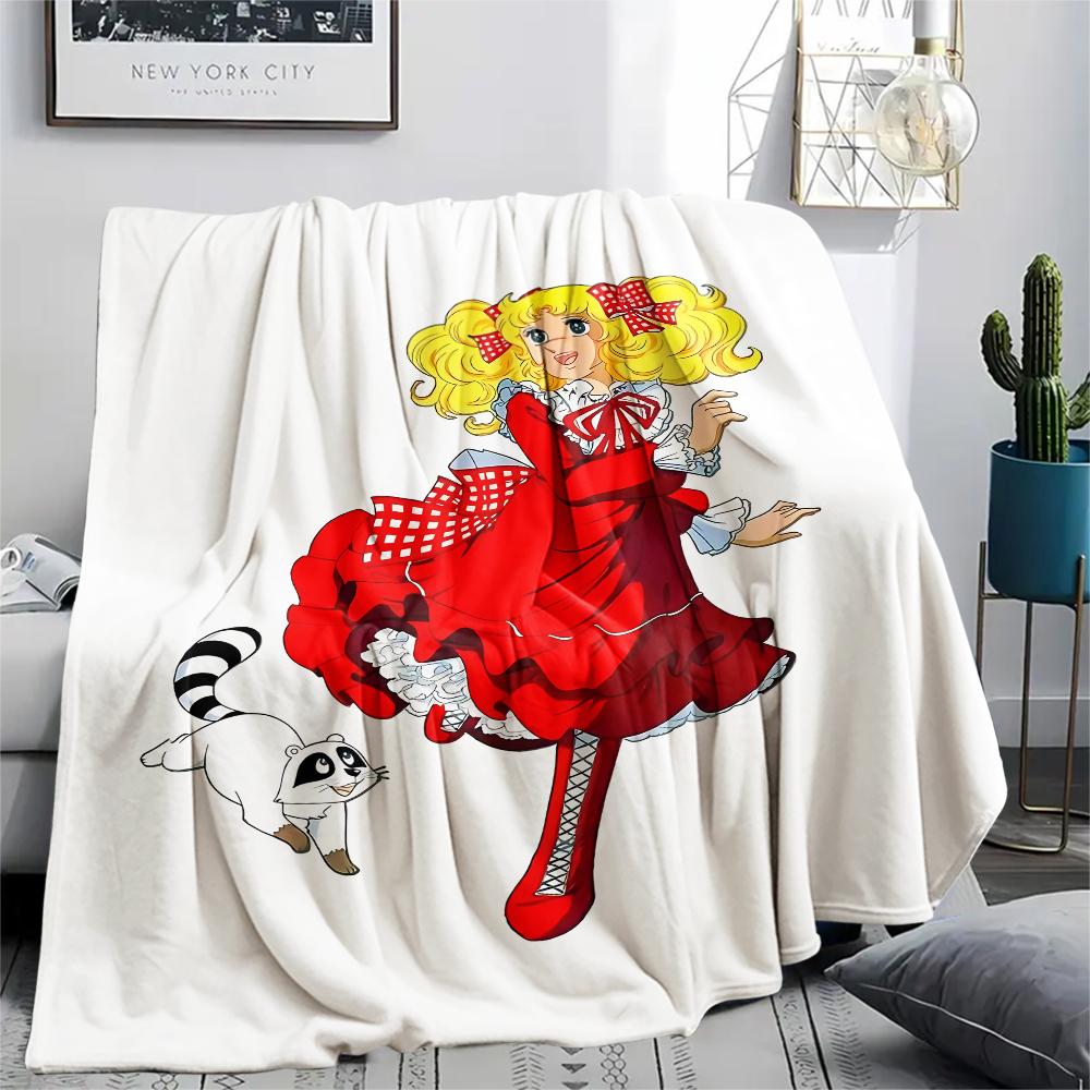 1PC Candy Candy Print Flannel Blanket, High quality All Seasons, Home Decor, Warmth and Comfort, Perfect for Christmas Gifts