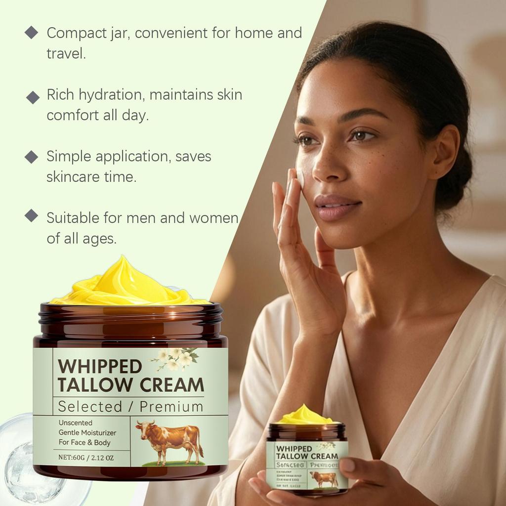 Aufgeschlagene Talgcreme für empfindliche Haut – Barriere-Reparatur, leichte, unparfümierte Feuchtigkeitscreme für Gesicht und Körper, 60 g
