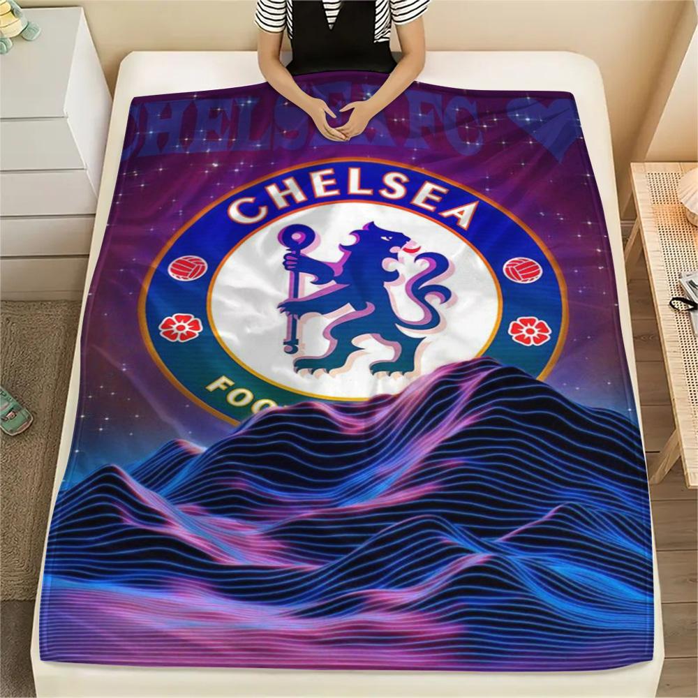 1Pc Chelsea-FC Logo Print Flannel Blanket High Quality Warm Comfortable Cover for All Seasons Perfect for Gifts Home Decor