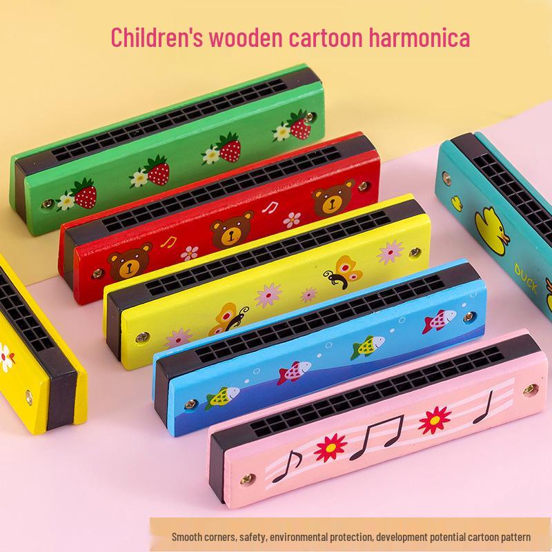 Wooden Harmonica for Children - 16 Double Row Musical Instrument Toy for Learning and Teaching