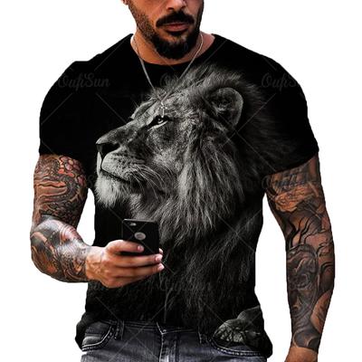 Mode d'été hommes impression 3D Animal Lion motif ample T-Shirt rue à la mode décontracté à manches courtes surdimensionné mâle T-Shirt