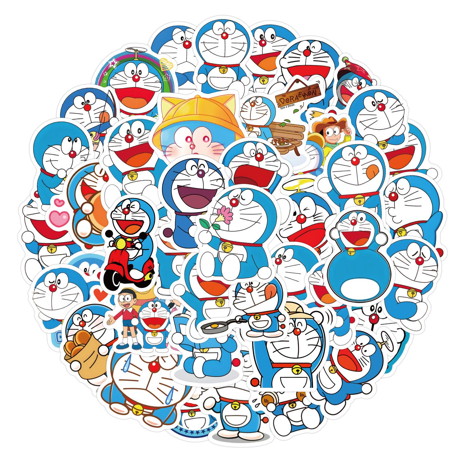 Doraemon Cartoon Stickers Set - 60 Sheets for Kids, Guitars, Suitcases, and Luggage