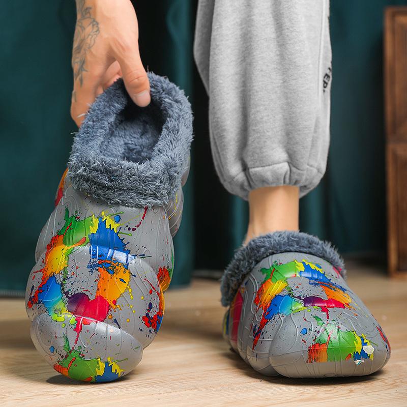 Зимние женские и мужские плюшевые тапочки — фото 12