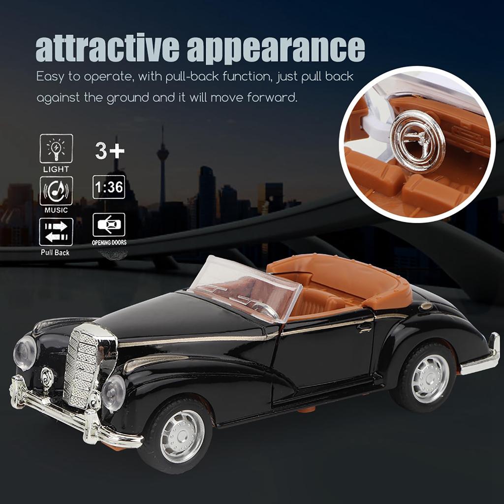 Miniature Car Classic Car Lighting Birthday Kids Toy, Look, Function, Gift, (Black)