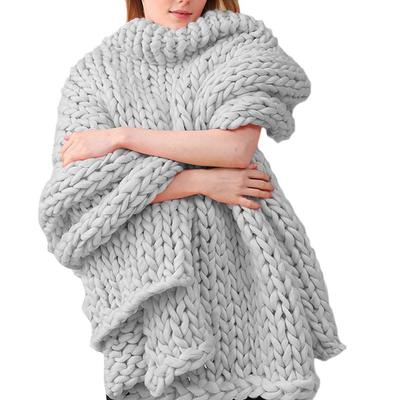 Kashmirähnliche Strickdecke Handgewebte Große Bequeme Matte Grobwollige Einfarbige Sofadecke