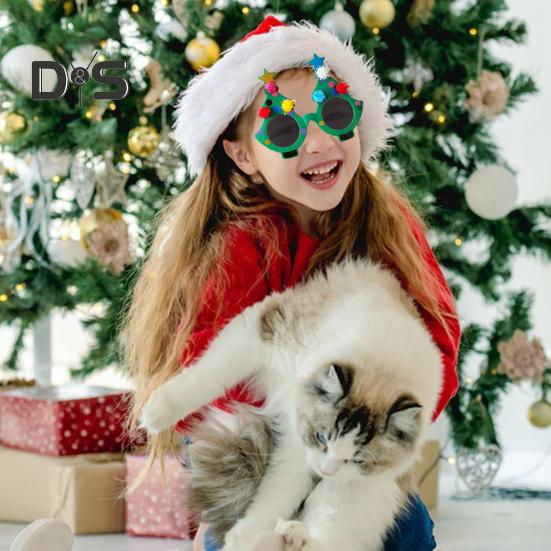 Weihnachtsbaum-Brille, künstlerische Clown-Brille, Weihnachtsfeier, Cosplay-Kostüm-Zubehör, Anzieh-Brille, Requisite