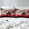 Japanese Ink Style Duvet Cover King Size Samurai Bedding Set With 2 Pillowcases Cool Anime 3D Dark Dragon Quilt