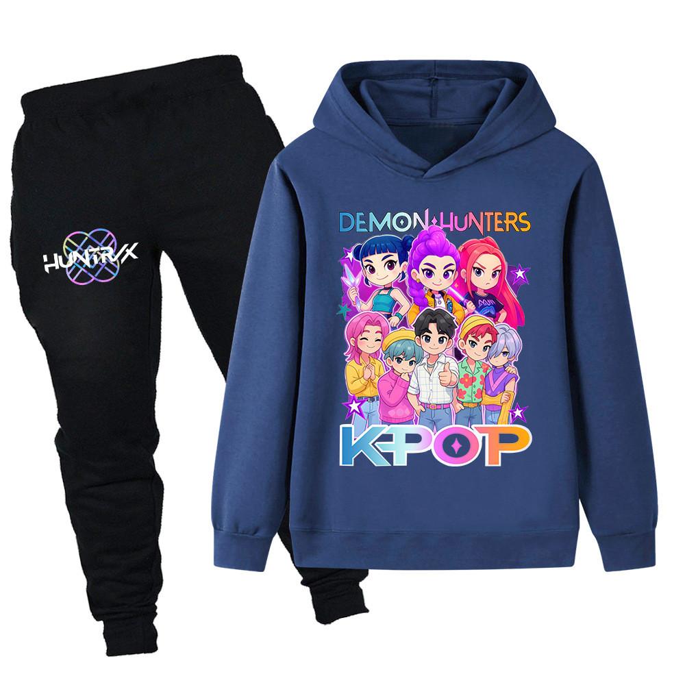PB1201 Kinder Jungen Mädchen Kpop Mira Zoey Rumi Sajaboys Print Langarm Kapuzenpullover Hose Hosen Kleidung Sets