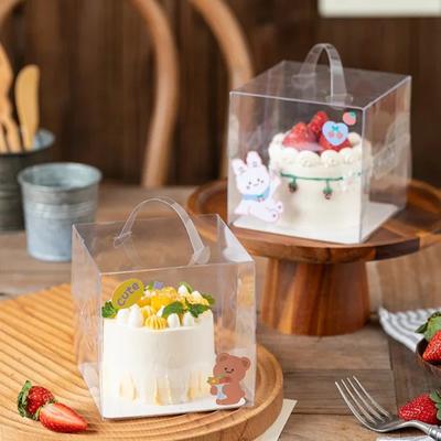 Boîte à gâteaux à poignée transparente, Mini boîte carrée d'emballage en plastique pour pâtisserie et Mousse, petite boîte Portable de 5 et 6 pouces pour la cuisson de desserts
