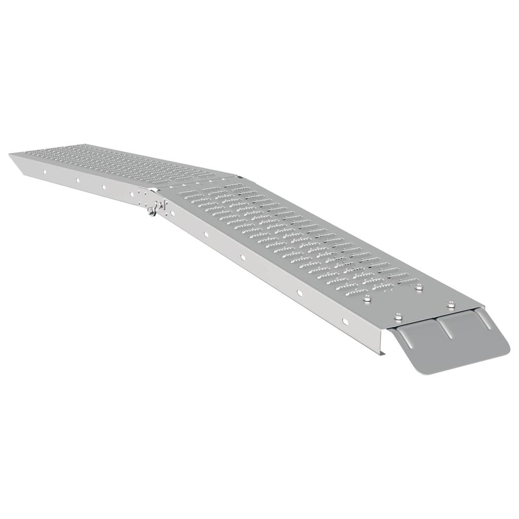 Rampa Pieghevole Capacità di Carico 200 kg per Rampa 2 pz Argento 166 x 23 x 4,5 cm
