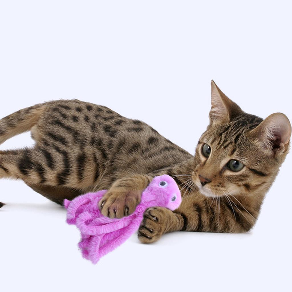Cat Chewing Toy Plush Octopus Teaser Toy with Catnip Cats Teether Animal Toy Interactive Boredom Cat Entertainment Toy