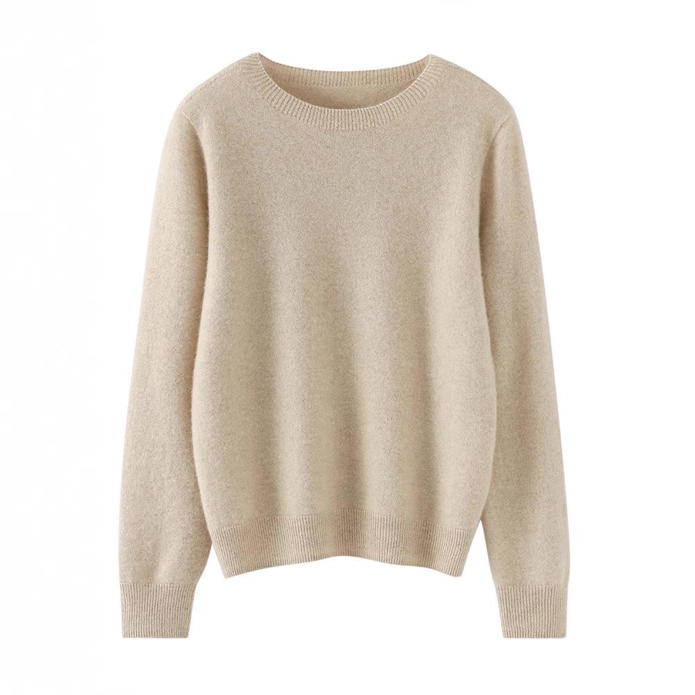 Women's 100% Pure Cashmere Round Neck Sweater - Warm, Soft, Loose Knit Pullover Base Layer
