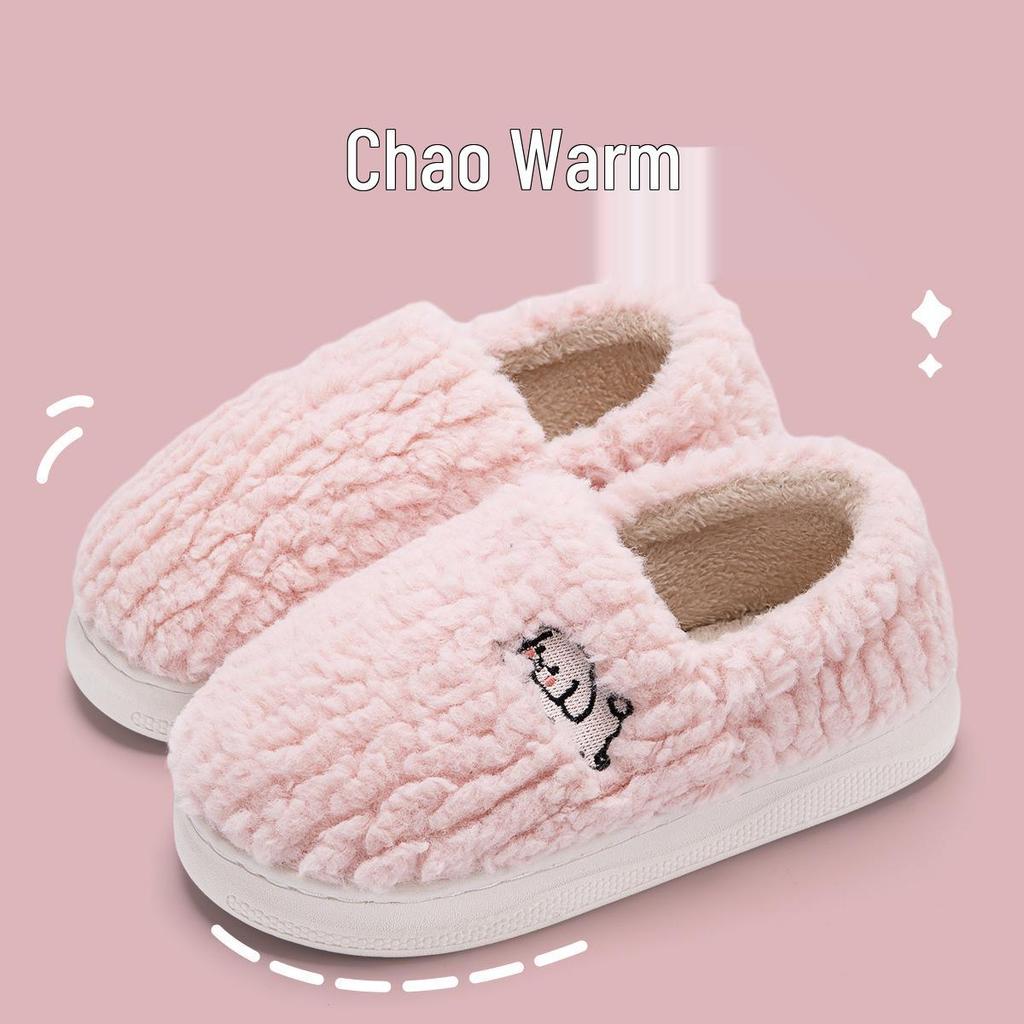Men's and Women's Winter Cotton Slippers, Fully Enclosed Heel, Thick Sole, Indoor/Outdoor Use, Flat Bottom, Couple's Style
