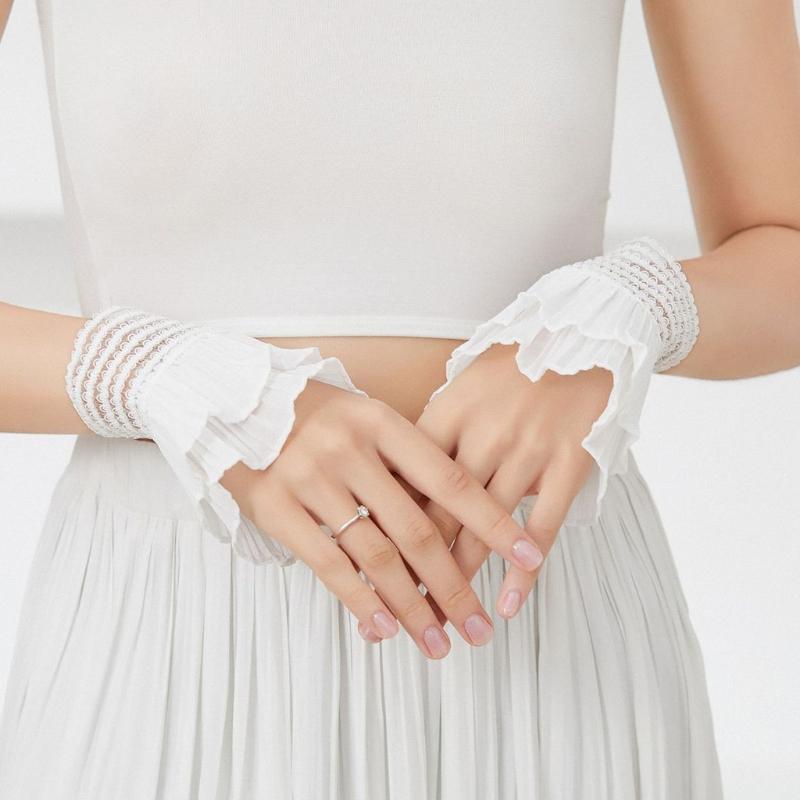 Detachable Shirt Pleated Flare Sleeve False Cuffs Solid Color Pleated Wristband Decorative Women Clothing Accessory