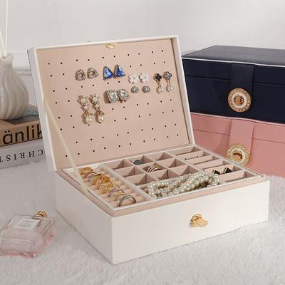 Creative PU Leather Multi-Layer Jewelry Box - Large Capacity Portable Organizer for Earrings, Earrings & Accessories