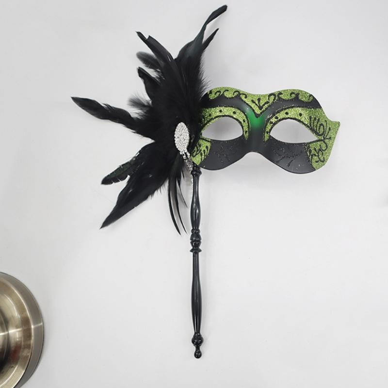 Venetian Masquerade Masks Halloween Mardi Gras Masks with Stick Ball Party Masks