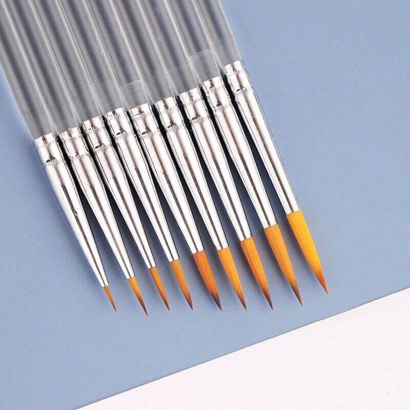 JOWOART JOWOART Very Fine Tip Nylon Hair 9 Pcs Watercolor Paint Brush Transparent Acrylic Rod Hook Line Pen Stroke Pen for Beginners Art