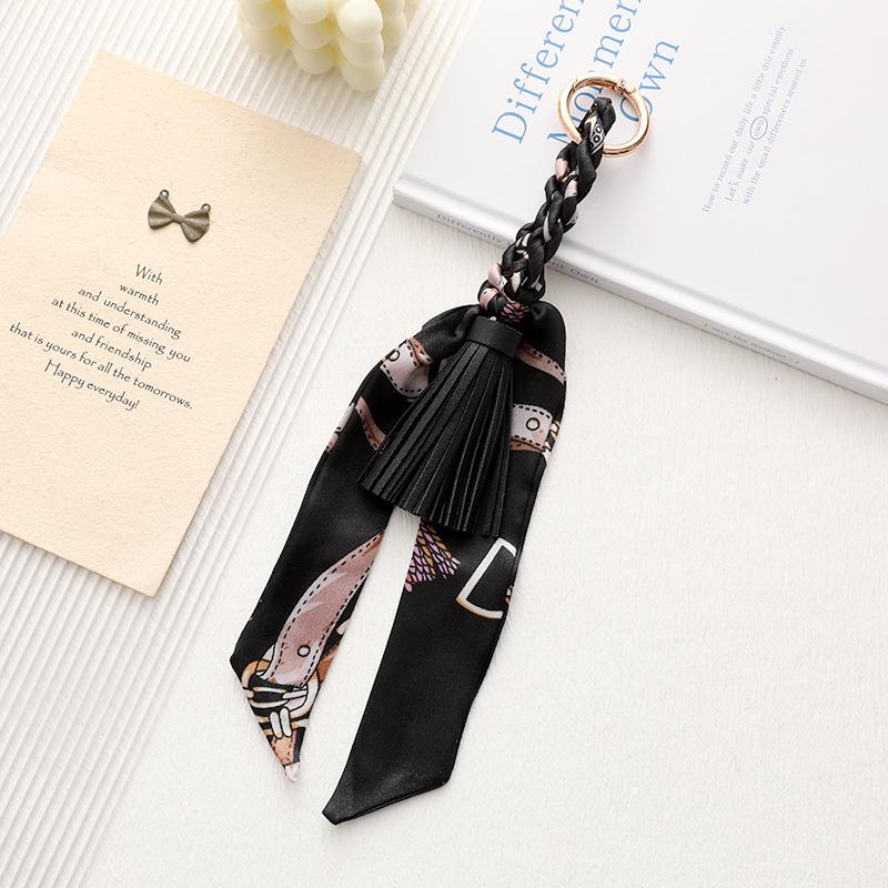 Zijden Sjaal Leer Kwastje Sleutelhanger: Veelzijdig Dames Tas Ornament Accessoire