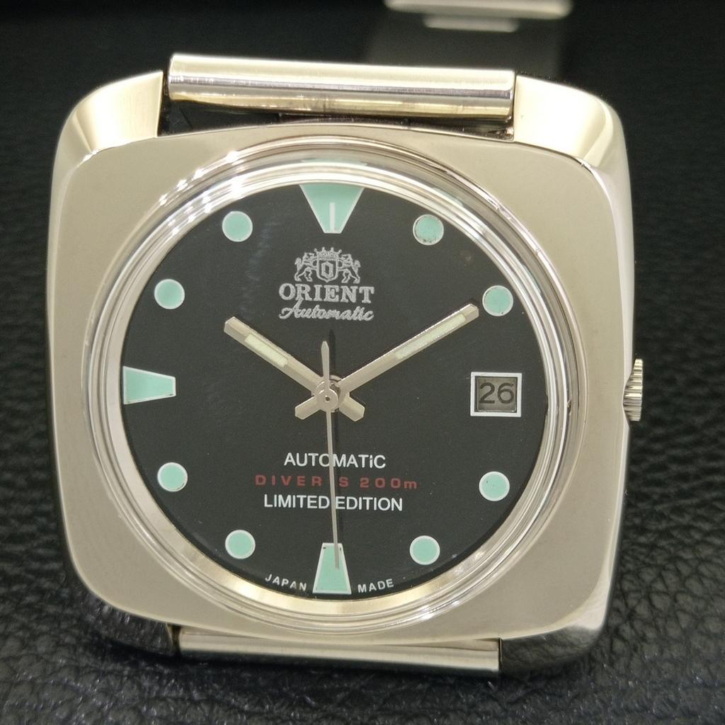 USED VINTAGE ORIENT AUTOMATIC 46943 JAPAN MENS BLACK COLOR DIAL WATCH A702241-5 R123-a702241