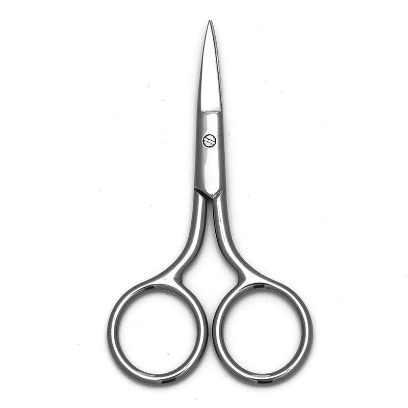 Stainless Steel Multi-Purpose Scissors: Pointed Tip for Embroidery, Eyebrow, and Precision Trimming; Rounded Tip for Nose Hair and Makeup.
