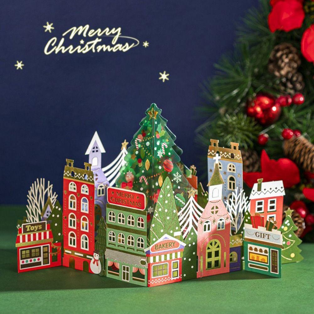 with Envelope Christmas 3D Greeting Card Paper Paper Carving Postcard  Festival