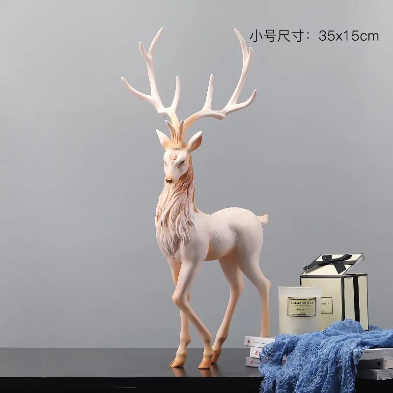 High End Deer Statue Reindeer Figurines Resin ELK Sculpture For Living Room Luxury Home Decoration Nordic Tabletop
