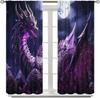 Dragon Curtains for Bedroom  Mystic Courage Fantasy Purple Night Sky Legend Epic Treasure Spitting Fire Dragon Window Drapes Prin