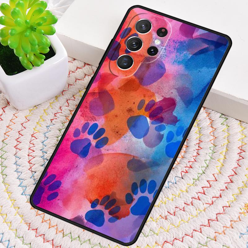 Paw Pattern Orange Silicone Phone Case For Samsung Galaxy note 10 pro S26 S25 S24 S23 S22 S21 Plus S25Ultra Capa Cover