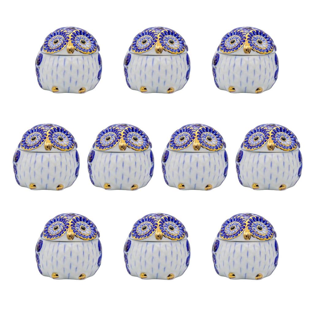 Castle Enterprise Blume Eule 6cm Schmuckdose x Set Gott des Lernens in für kommerzielle Nutzung (Klein) (blau) 10-teilig "Keine Härte" - Europa,