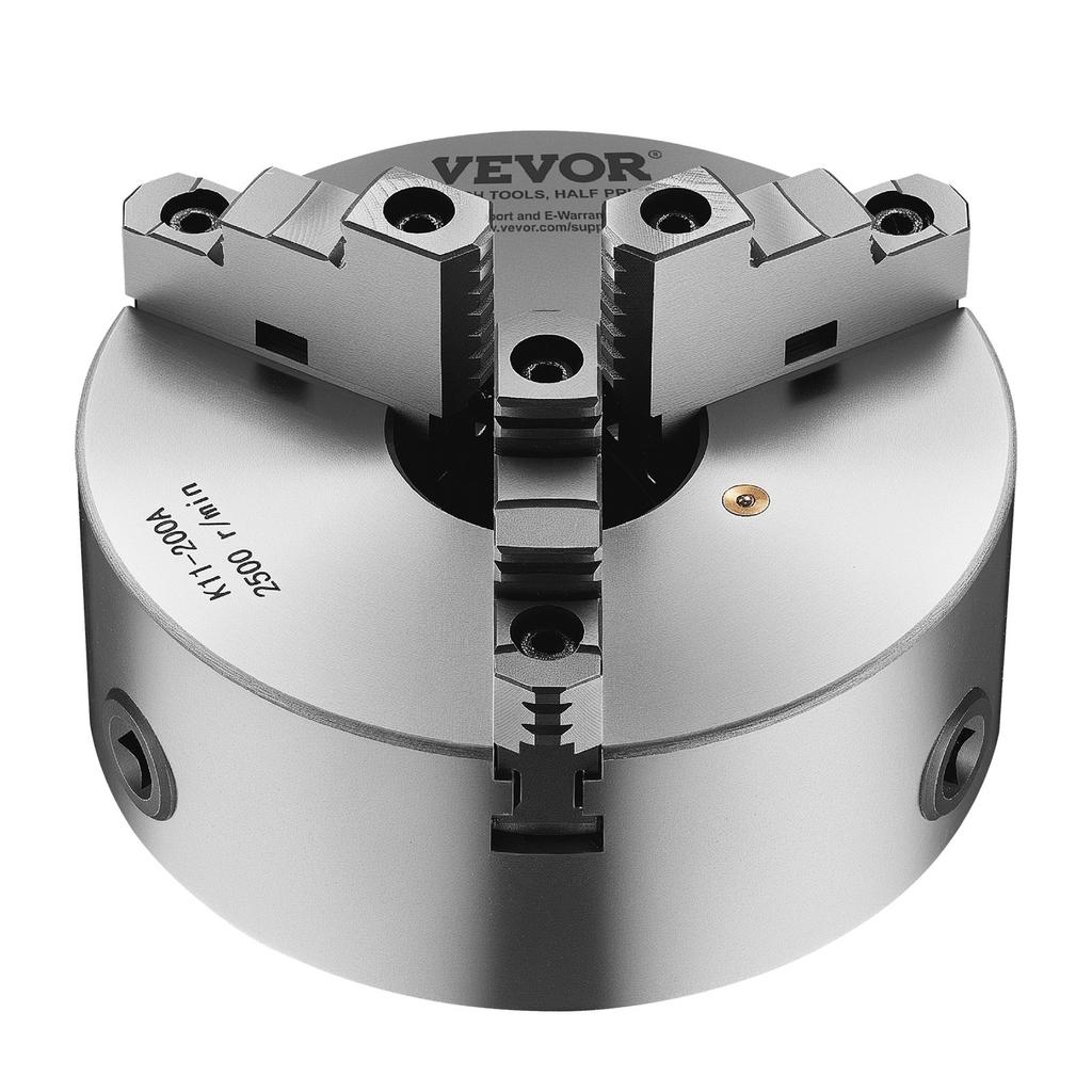 VEVOR 3-Jaw Lathe Chuck, 8 Inch (200 Mm), Self-Centering Chuck with 2 1/4 In-8 Threaded Backing Plate