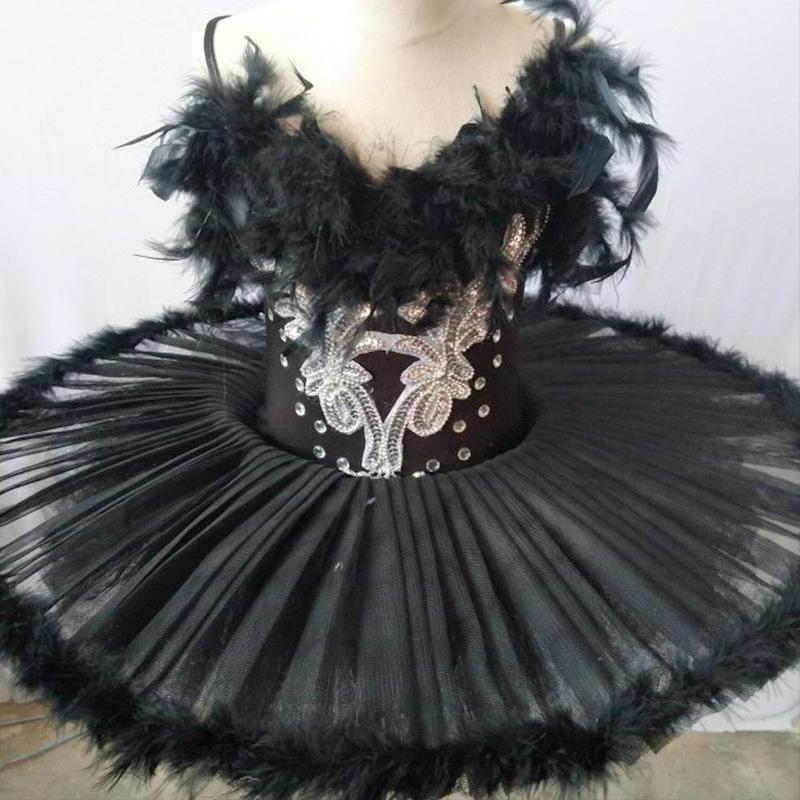 Elegant Style Black Swan Ballet Skirt Holiday Dance Performance Costume Cute Girl Princess Performance Skirt