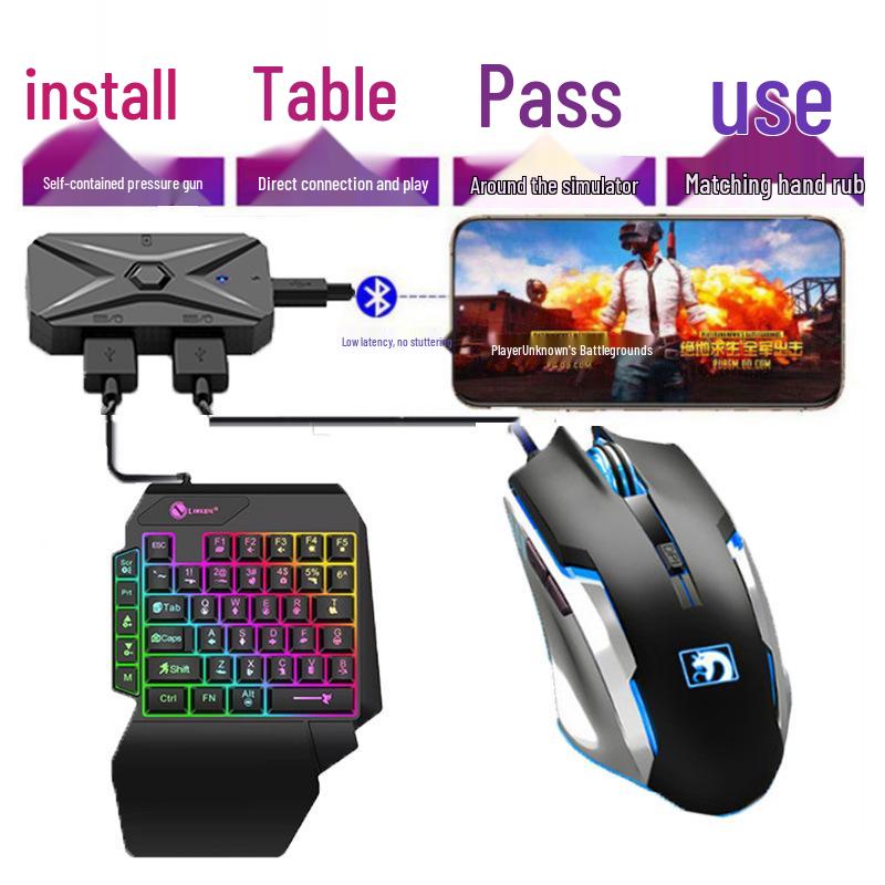 JiaYing PUBG One-Handed Keyboard & Mouse Auto-Press Gun Peripheral Set