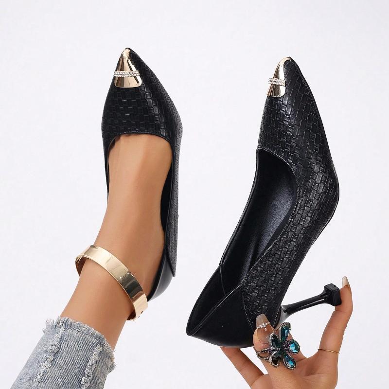 Fashion Shoes 8cm Kitten Heels Metal Pointed Tip Women Pumps Casual Women's Shoes Fashion Mid Heeled Ladies Shoes Sweet Heels