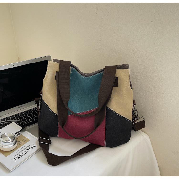 

Canvas bag women s bag new Korean version of fashion leisure travel shoulder bag large capacity versatile women s portable messenger bag синий