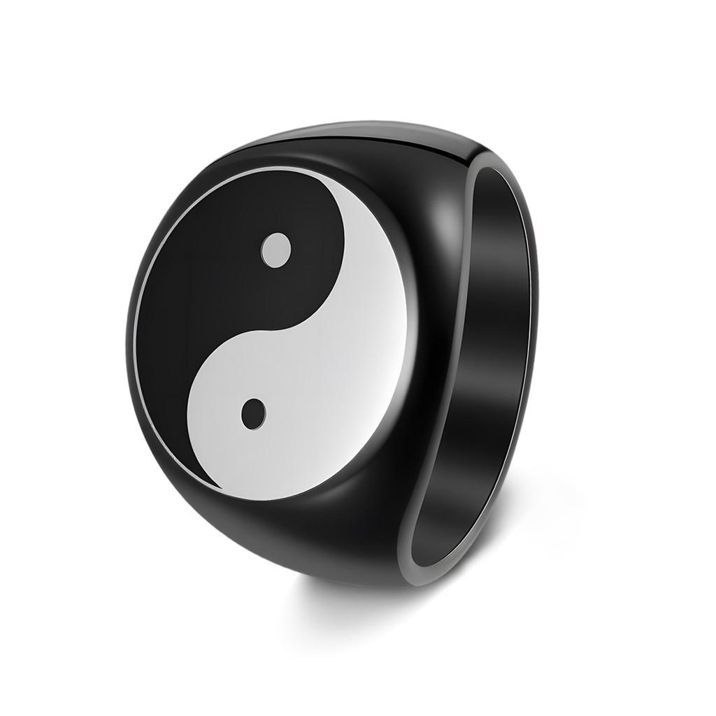Cross-border National Ink Wash Bagua Men's Retro Ring Set