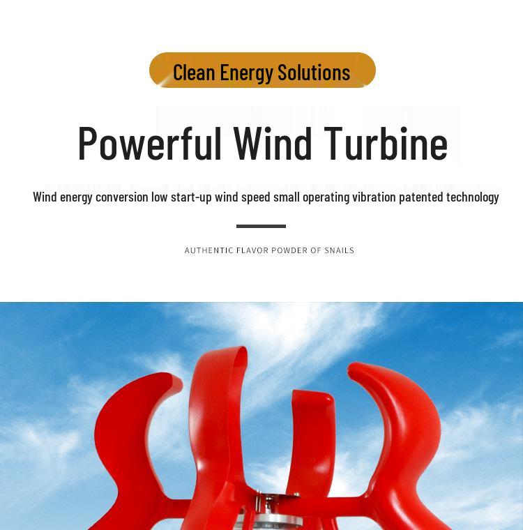 500W Red Gourd Vertical Axis Wind Turbine – 12v/24v Wind-Solar Hybrid Energy Generator
