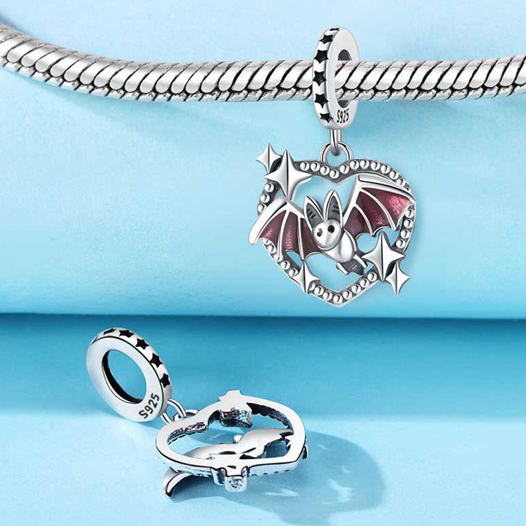 Copper Heart Shaped Hollowed Out Bat Pendants Bracelets Charm Bead Charms Compatible With Women Jewellery Party Bead Charms Do It Yourself Fine Gift A