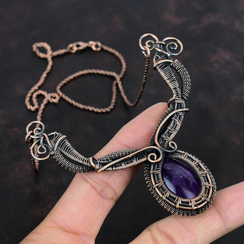 Star Amethyst Necklace Copper Wire Wrapped Necklace Real Gemstone Necklace Star Amethyst Jewelry Handmade Necklace Copper Jewelry For Gifts
