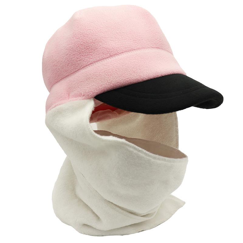 Scarf and hat integrated two-piece set, autumn and winter cold-proof outdoor warm ear protection hat, shawl one-piece hat, fleece cap