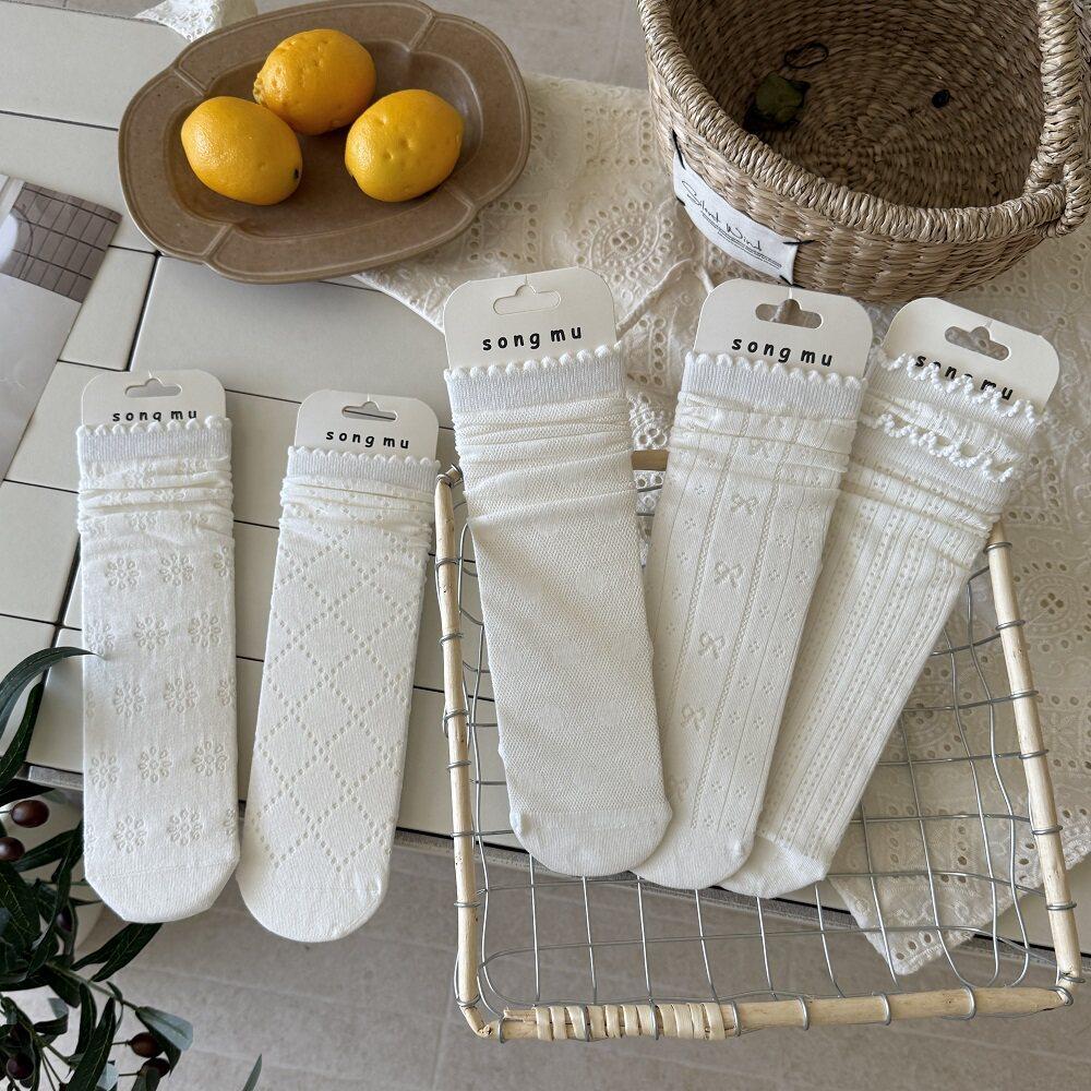 White Lace Socks Children'S Stacking Socks Summer Thin Ins Tide Tube Socks Breathable Mesh Ballet Style Boneless Stockings