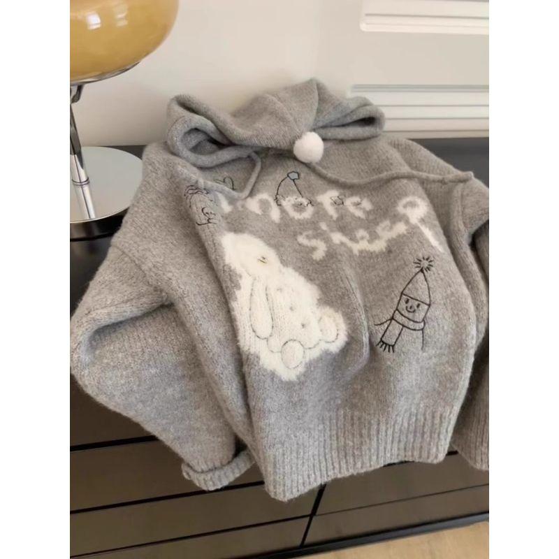 

Серая толстовка свободного кроя в стиле K с капюшоном, мультяшная Grey XL [Suggested 57.50 kg-65.00 kg]]