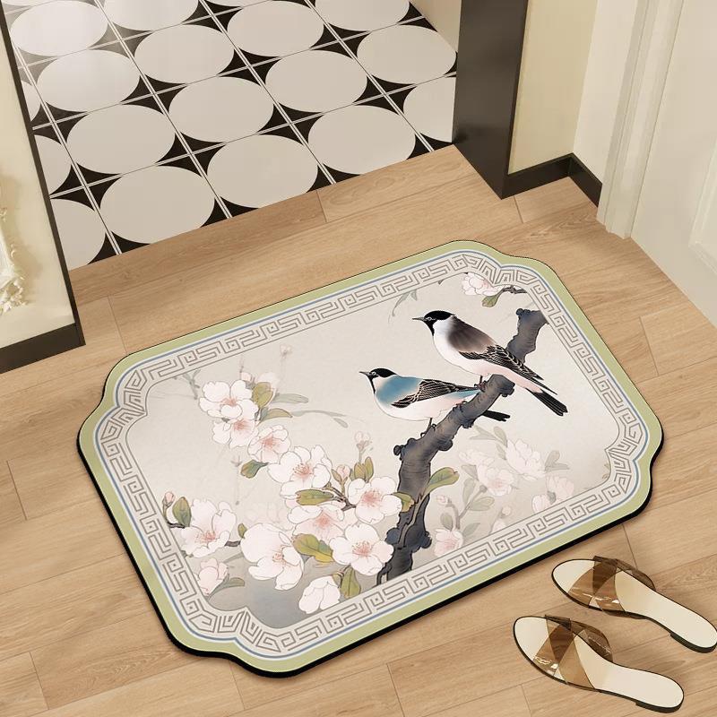 Mid-Autumn Absorbent Cushion Cushion Cute Chinese Flowers and Flowers Foot Mat Toilet Floor Mat Door Non-slip Bathroom Absorbent Cloth